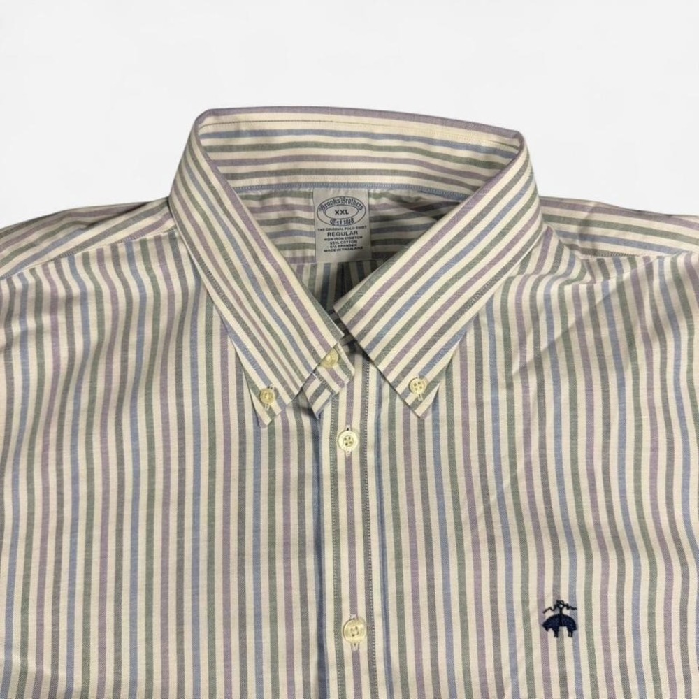 Brooks Brothers Performance Series Striped Multicolor Button Down Shirt Sz XXL